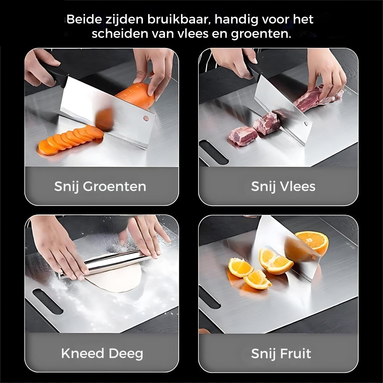 SafeCut™ RVS Snijplank - Stop met Micro Plastic & Bacteriën Eten!
